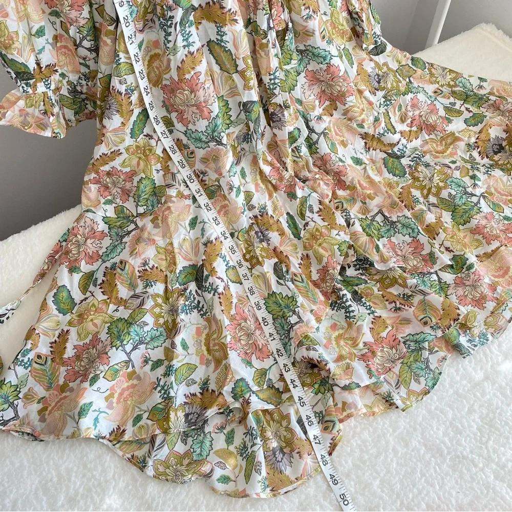 Buffalo David Bitton Botanical Print Long Sleeve Wrap Maxi Dress, White/Multi, S_7